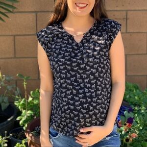 Black Sleeveless Zebra Print Blouse